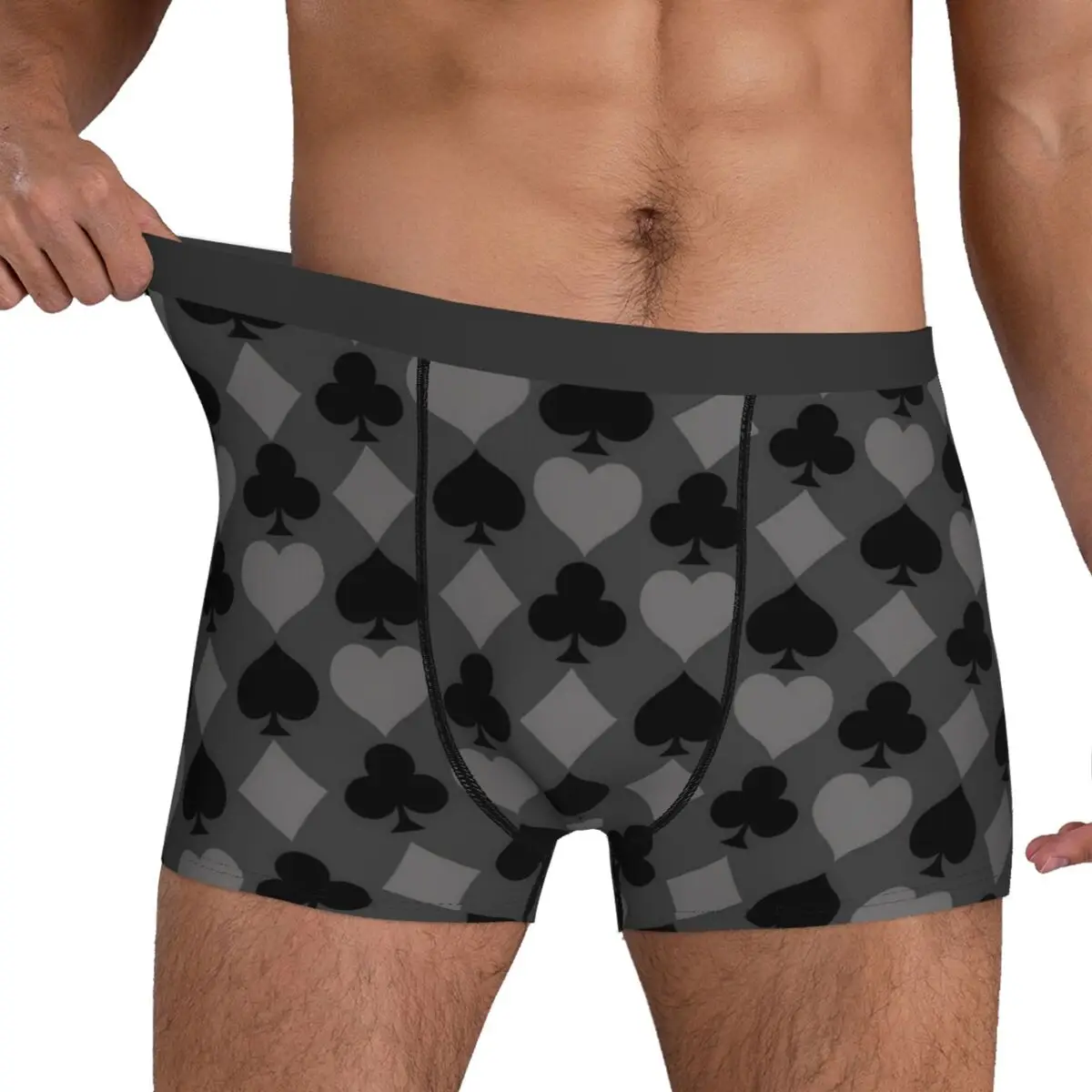 Poker Cards Underwear Card Suits Men's Shorts Briefs Stretch Boxershorts High Quality Printing Plus Size Panties