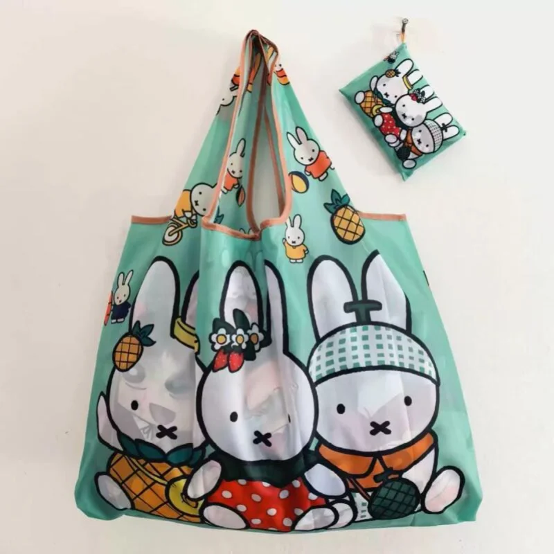 Cartoon Miffy Rabbit Supermarkt-Einkaufstasche, große Kapazität, wasserdicht, tragbar, faltbar, Umweltschutz-Aufbewahrungstasche – Detail 6