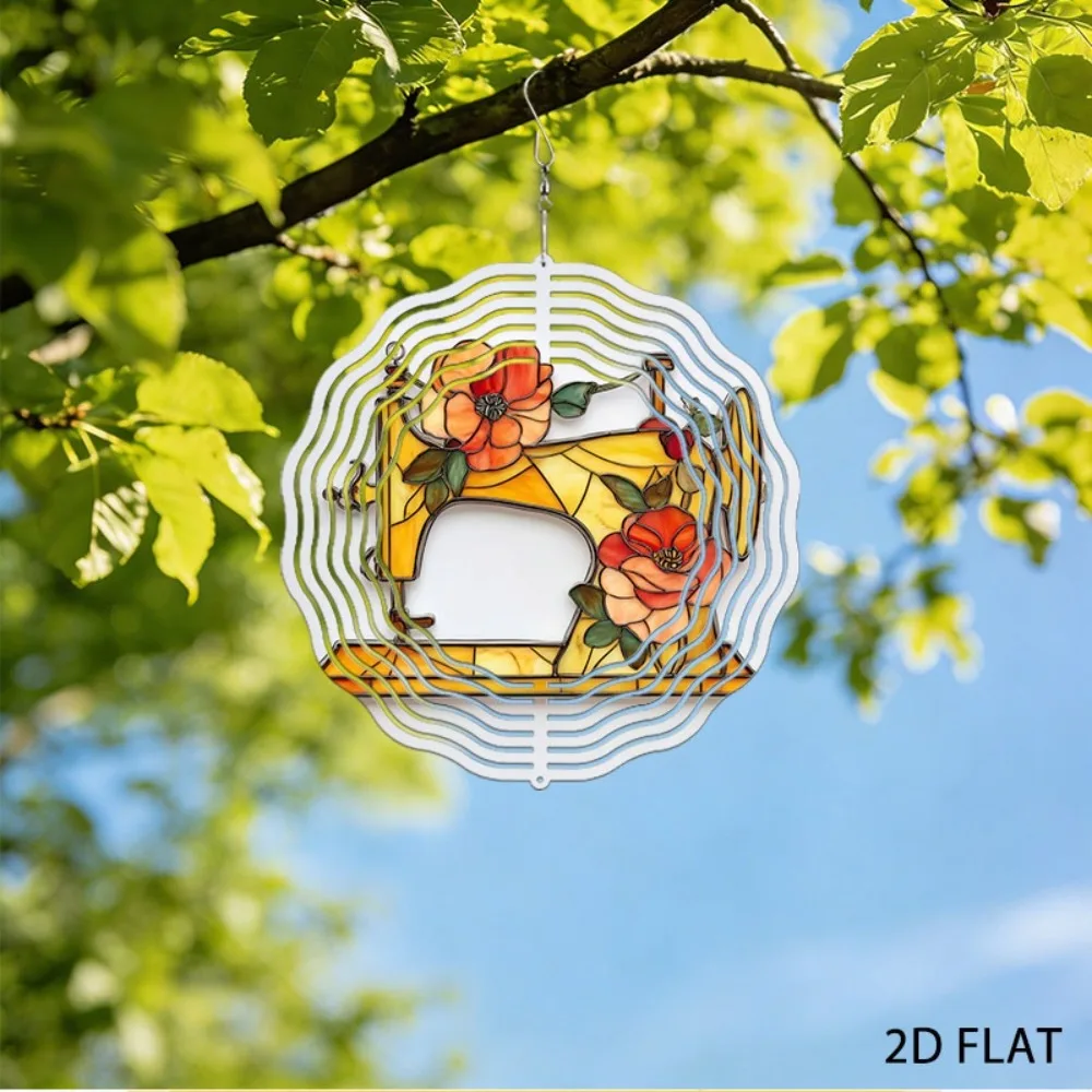 

Iron Stained Glass Wind Chimes for Garden, Unique Sewing Machine Outdoor Decor, Vivid Flowers Yard Art, Multiple Sizes
