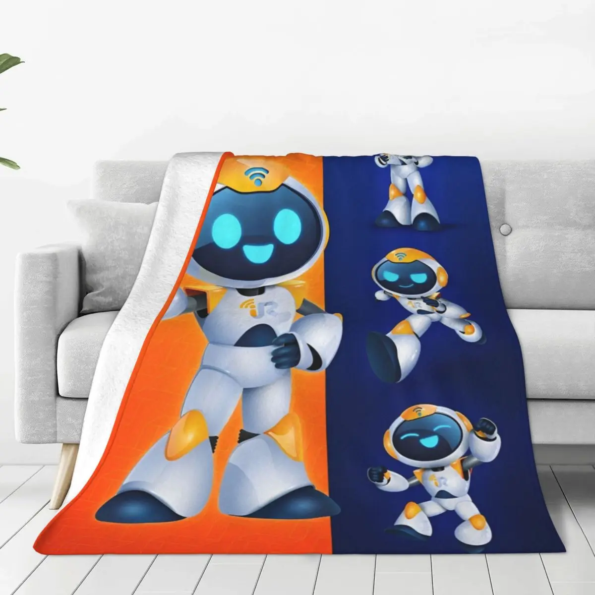 A-ASTRO-BOT-Ps4 Switch Cartoon Flannel Blanket Robot Game Warm Soft Throw Blanket for Couch Bed Fluffy Bedspread Sofa Bed Cover