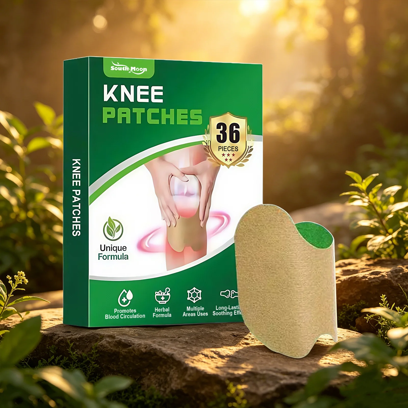 

South Moon Knee Patches Herbal Ginger Infused Blood Circulation Promoting Discomfort Relieving Breathable Joint Care Patches