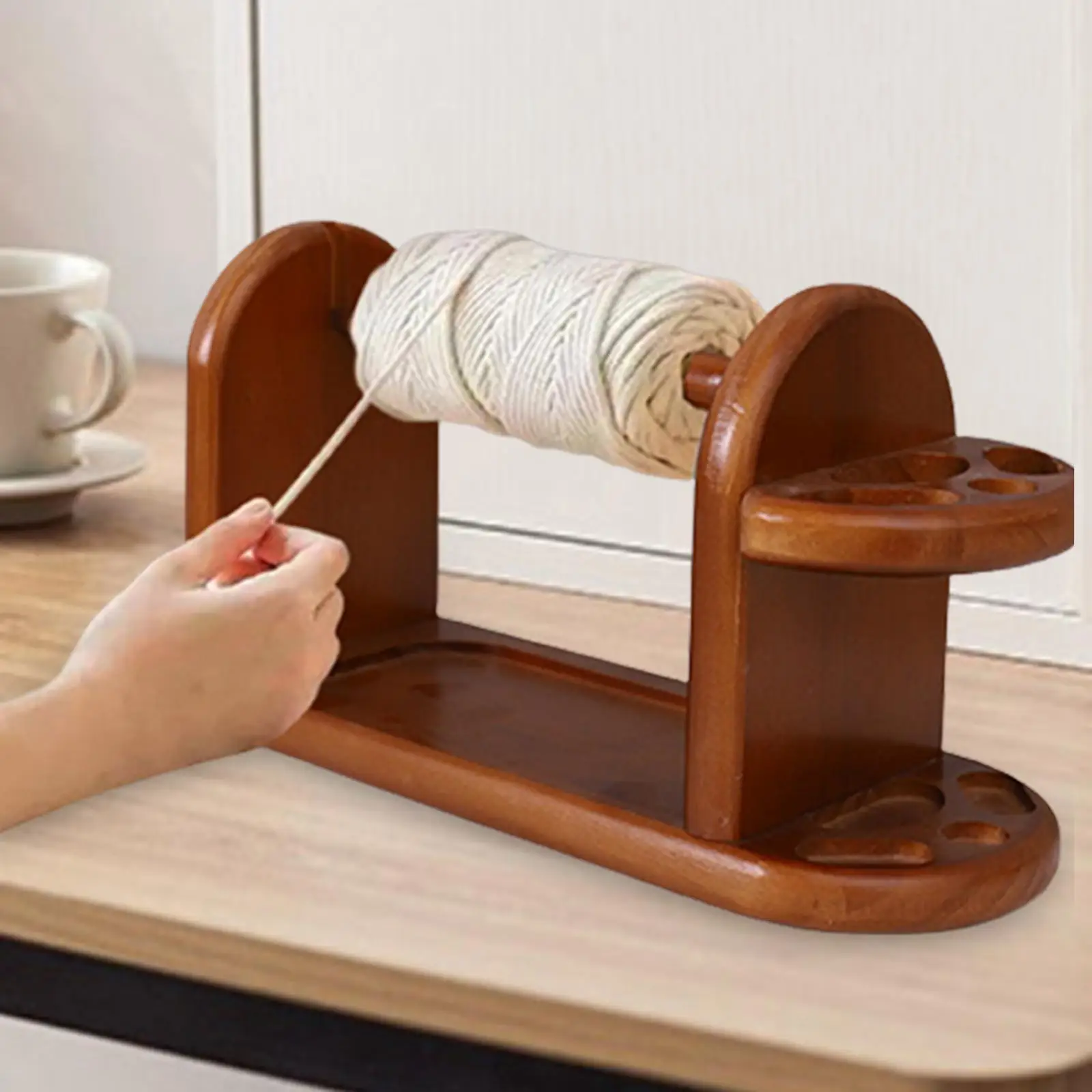 Porte-fils pliable en bois de hêtre pour 60 bobines de fil de bricolage, rangement facile, sûr et sûr