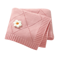 Newborn Baby Blankets Cute Floral Knitted Infant Boy Girl Stroller Nursery Crib Cuddle Quilts 90*70cm Toddler Throwing Crib Mats