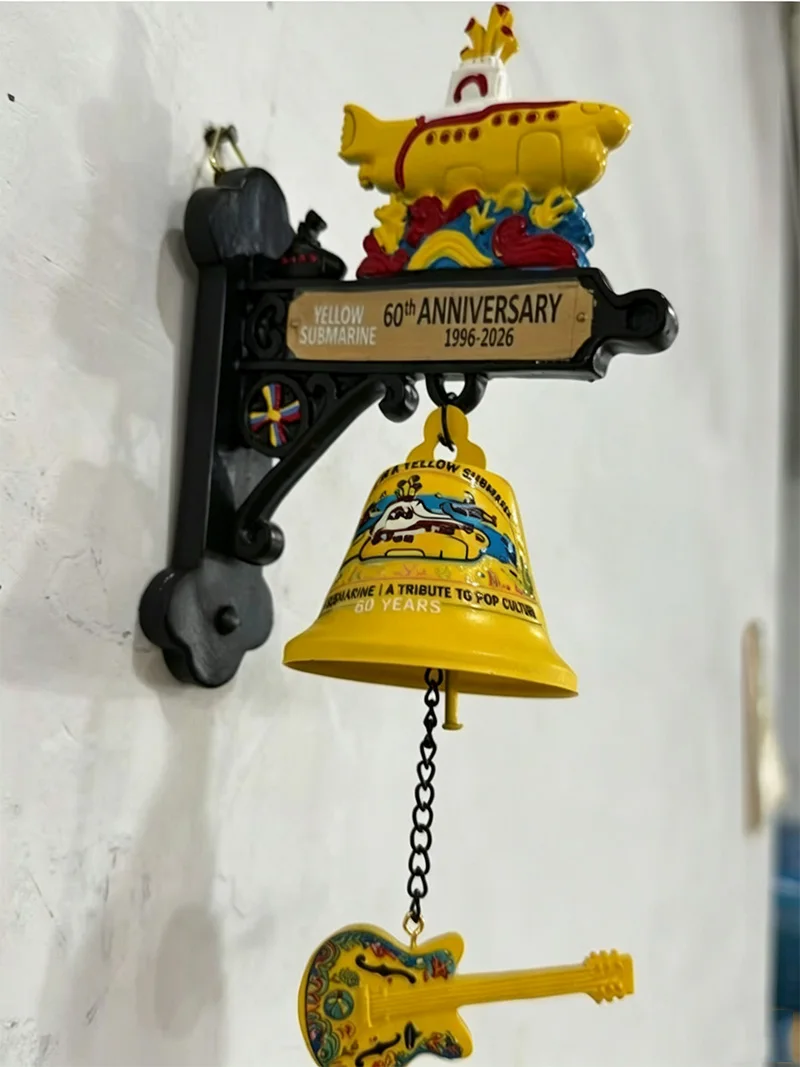 The Beatles Yellow Submarine 60th Anniversary Mechanical Doorbell Hand Painted Rock Culture Wall Hanging Decor Door Chime Gift