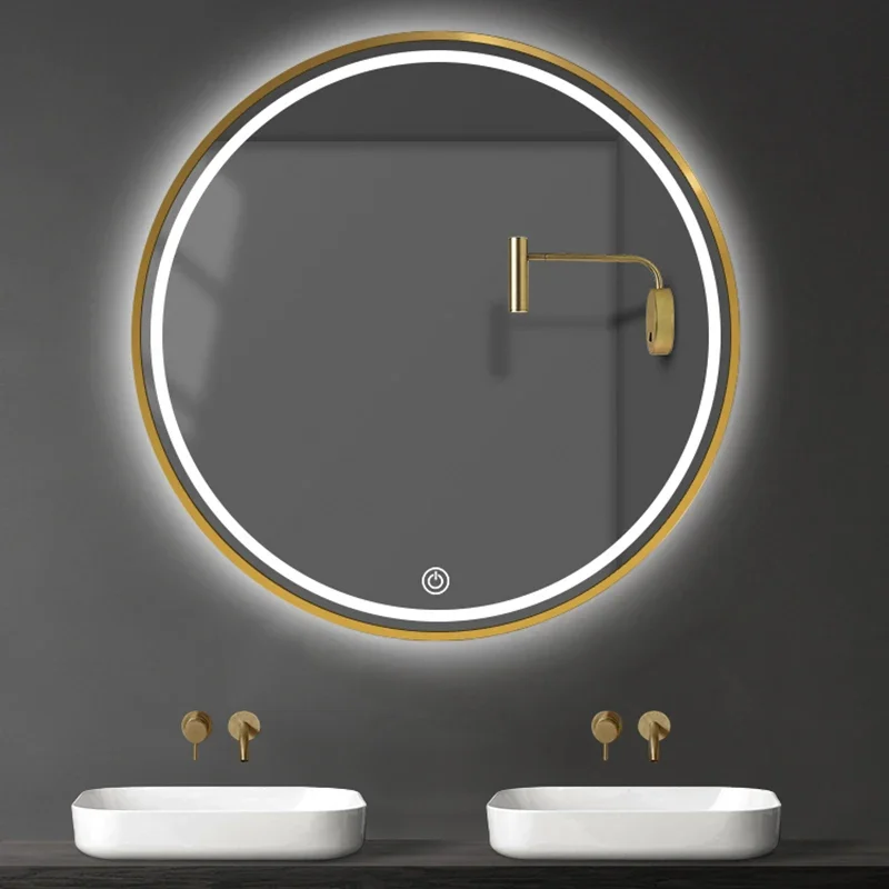 

Wall Mounted Bathroom Makeup Mirror With Led Light Smart Vanity Mirror Large Round Quality Luxe Espejo Redondo Room Decor