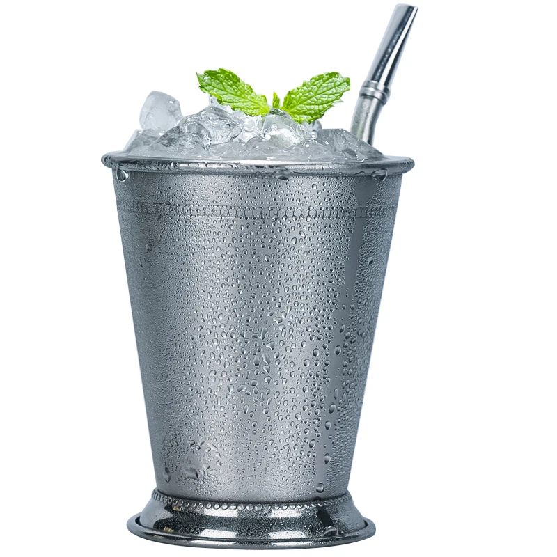 Rolled mint Julep mojito metal cocktail glass