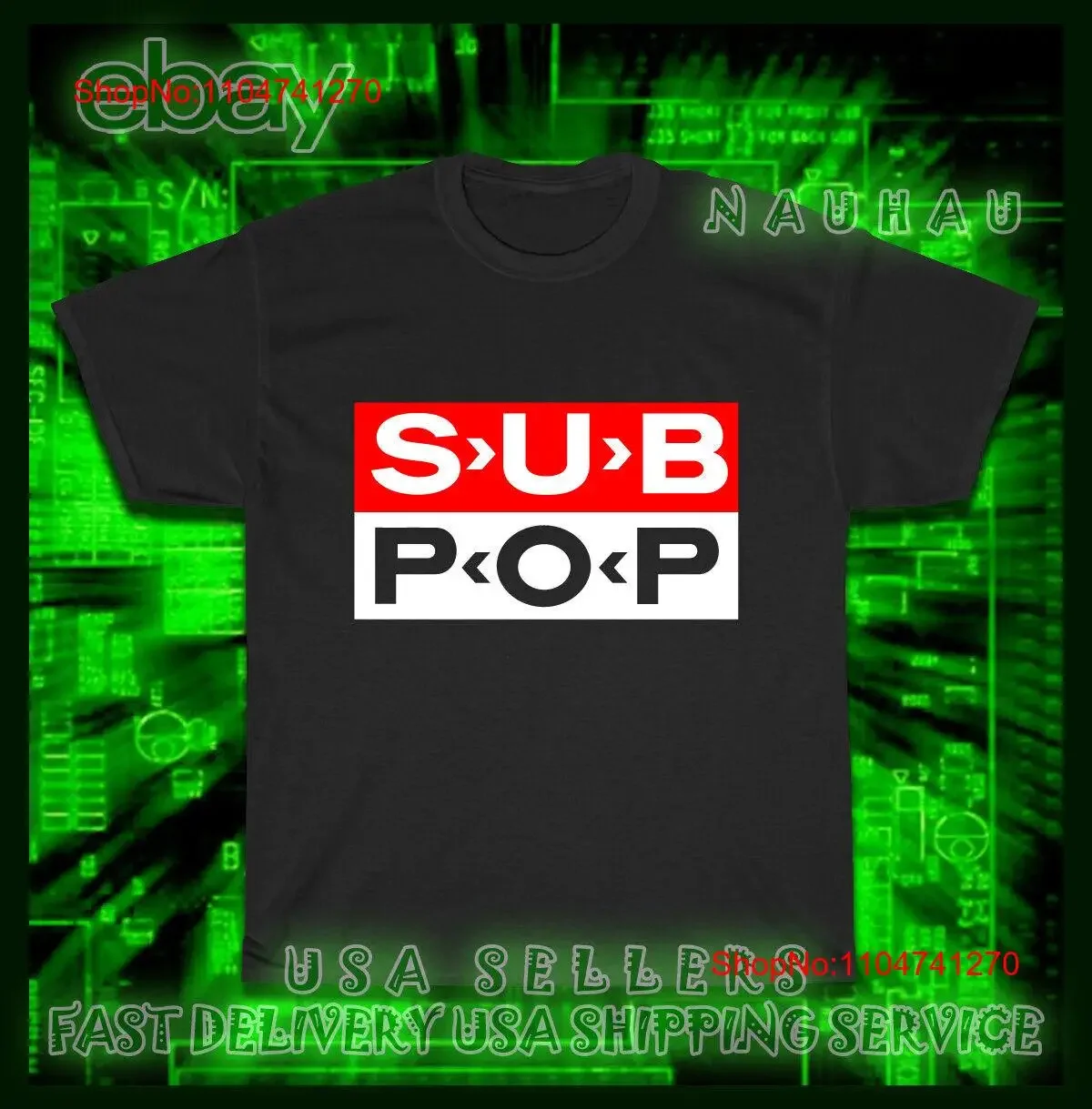 

New tee T Shirt Sub Pop Record Logo Men's American vintage Washed streetwear Unisex Casual homme Slightly Stretched Breathable