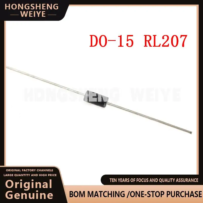 100%new 100PCS Rectifier Diode 2A 100 0V DO-15 RL207