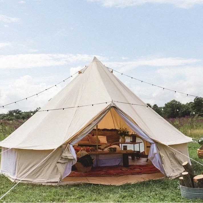 

Luxury Outdoor Waterproof 5M Cotton Canvas Glamping Bell Tent
