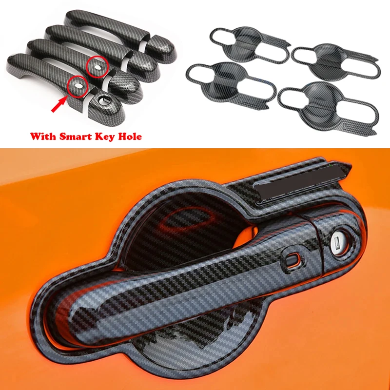 

Door Handle Cover + Bowl Trims Carbon Fiber Color ABS Chrome Car Stickers Auto Styling For Jeep Renegade 2015-2018 Accessories