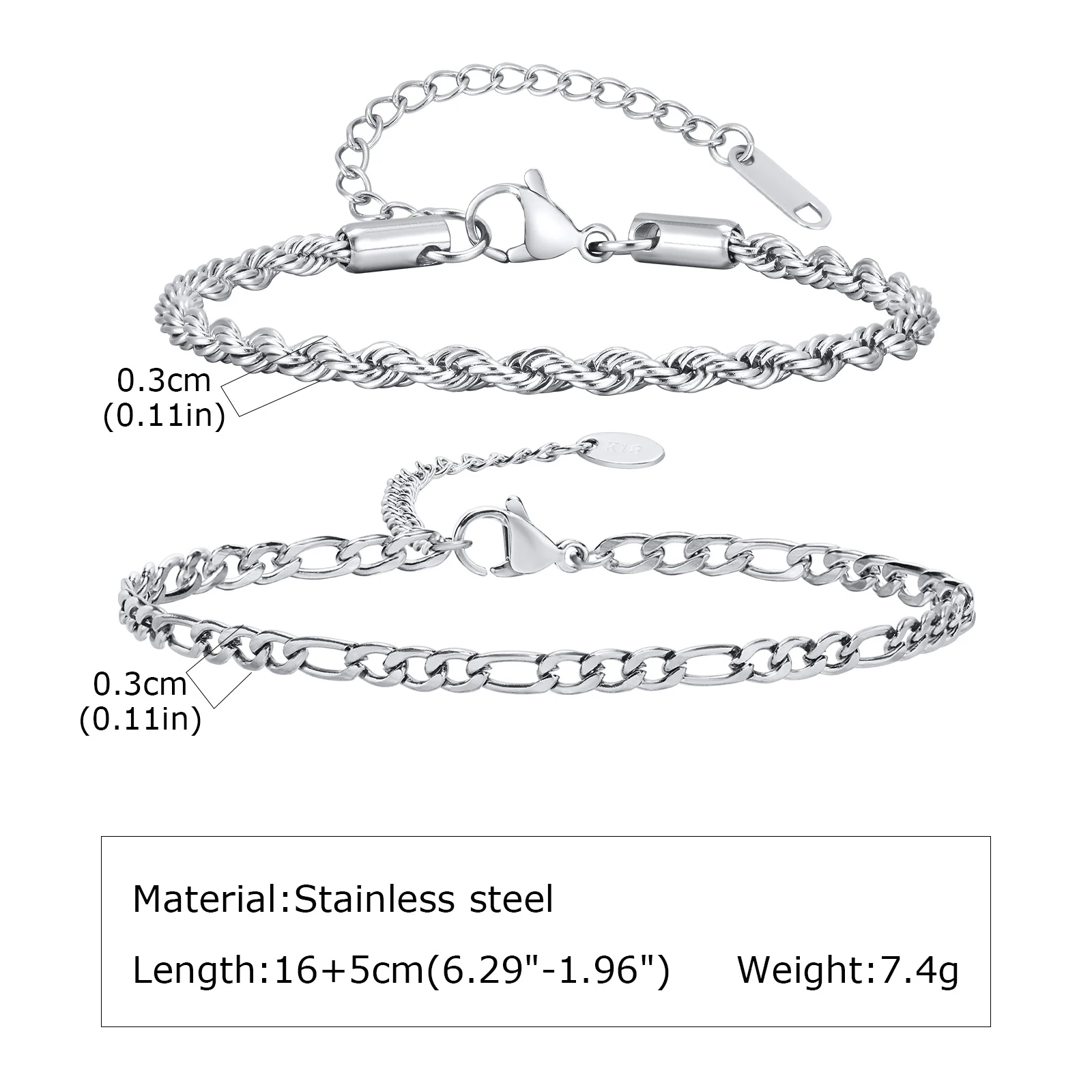 3-teiliges dünnes Kettenarmband für Herren, nie verblassendes verstellbares Armband aus Edelstahl, minimalistisches Hip-Hop-Schmuckgeschenk
