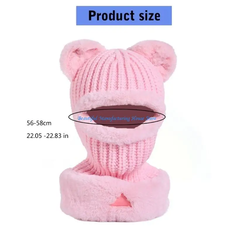 E56A Fashionable Bear Ear Hat Comfortable Knitted Hat Daily Wear Sophisticated Hat for Girls and Children