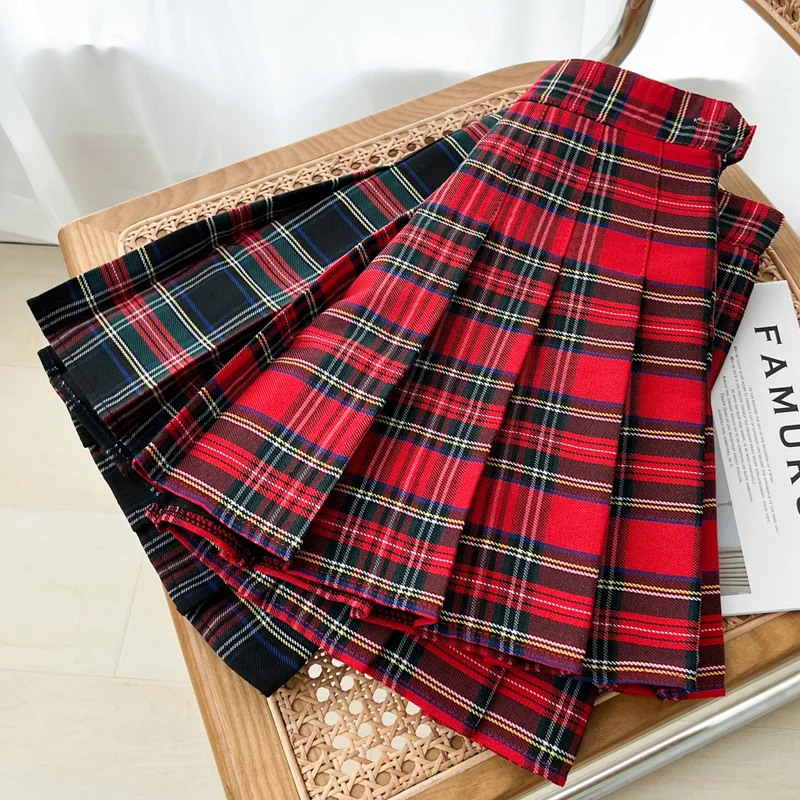 High Waist Plaid A-Line  Skirt Women's Spring Summer Autumn Winter New Korean Style Student Pleated Skirt Short Pants