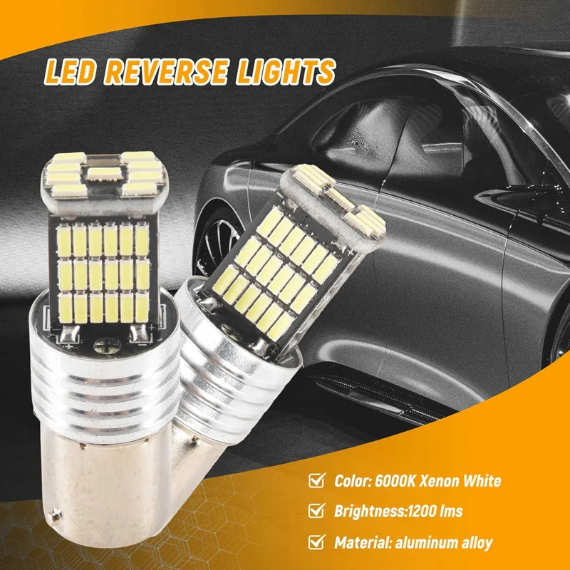 2X 1156LED Canbus 15 SMD BA15S P21W عالي الطاقة أبيض 6000K ضوء خلفي لفرامل السيارة