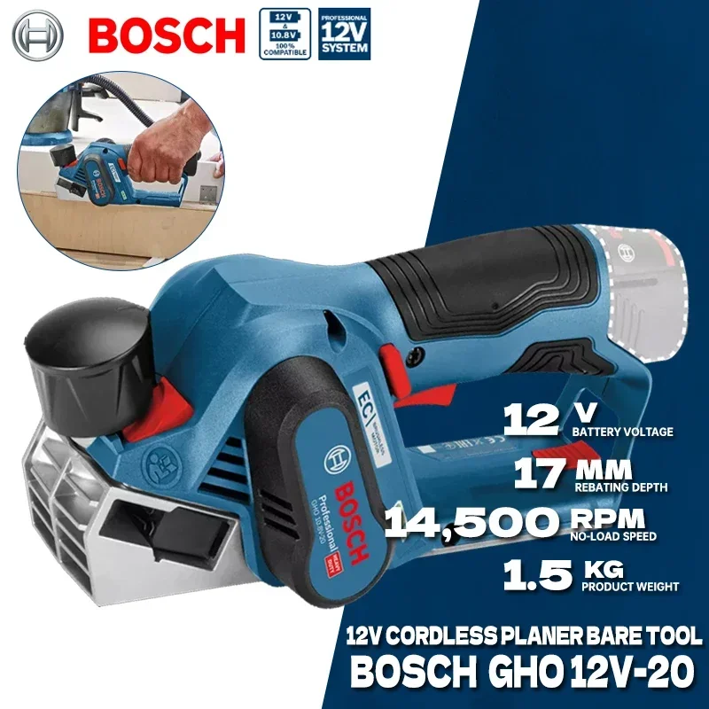 Bosch GHO 12V-20 Cordless Planer Household Multi-Function Electric Planer BOSCH 12V Rechargeable Portable Woodworking Planer