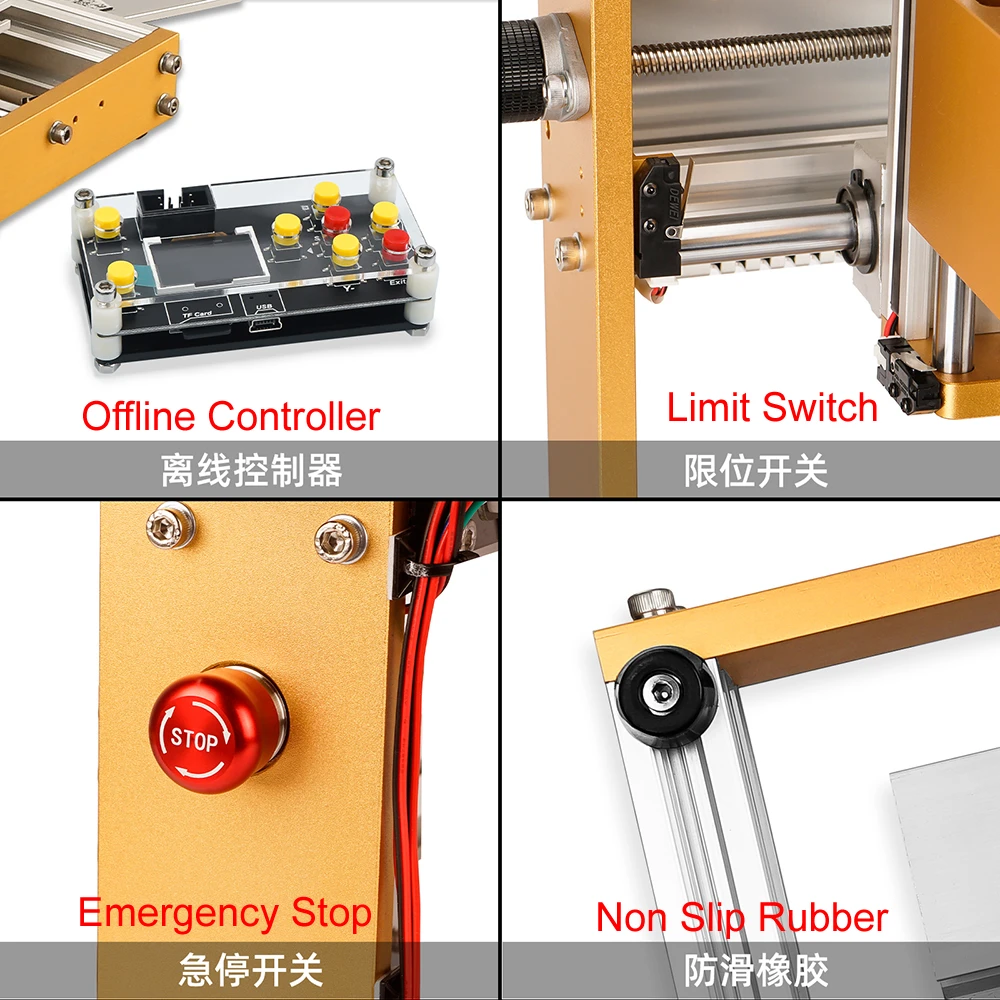 Offline Aluminum Mini CNC Router 3018 Laser Engraving Machine 3018 Plus2.0 500W Spindle 5.5W 10W Laser GRBL PCB Milling Machine