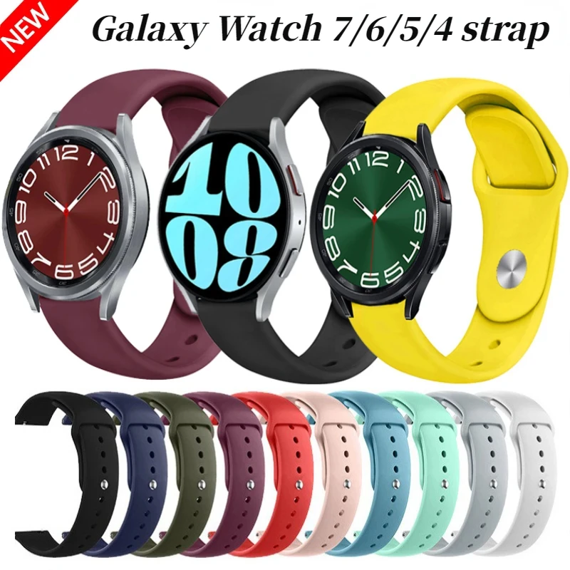 

20mm Silicone Strap For Samsung Galaxy Watch 7/6/5/4 40mm 44mm Pro 45mm Bracelet Wristband Belt Watch 6 4 Classic 47mm 43mm band