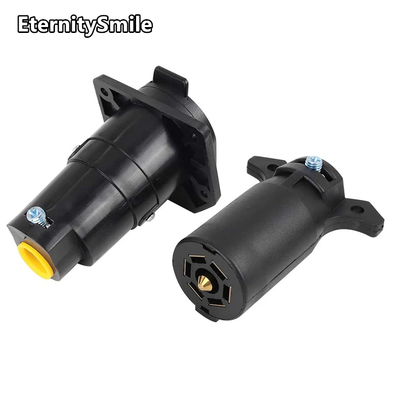 7 Way Trailer End Connector, 12V 7 Pin Round Trailer Plug, 7 Way Socket Adapter Wiring Connector for American
