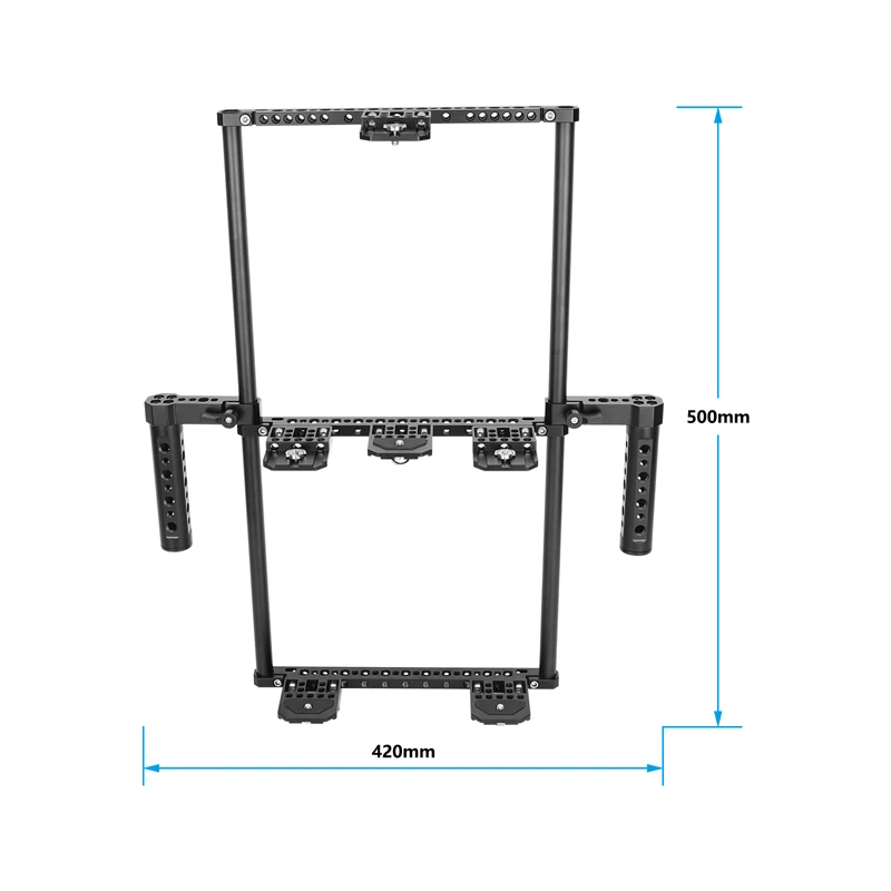CAMVATE Handhold Triple Director's Monitor Cage Rig with Dual Rod Handgrips& Cheese Plate-Style For 5 to 8" and 12" LCD Monitors