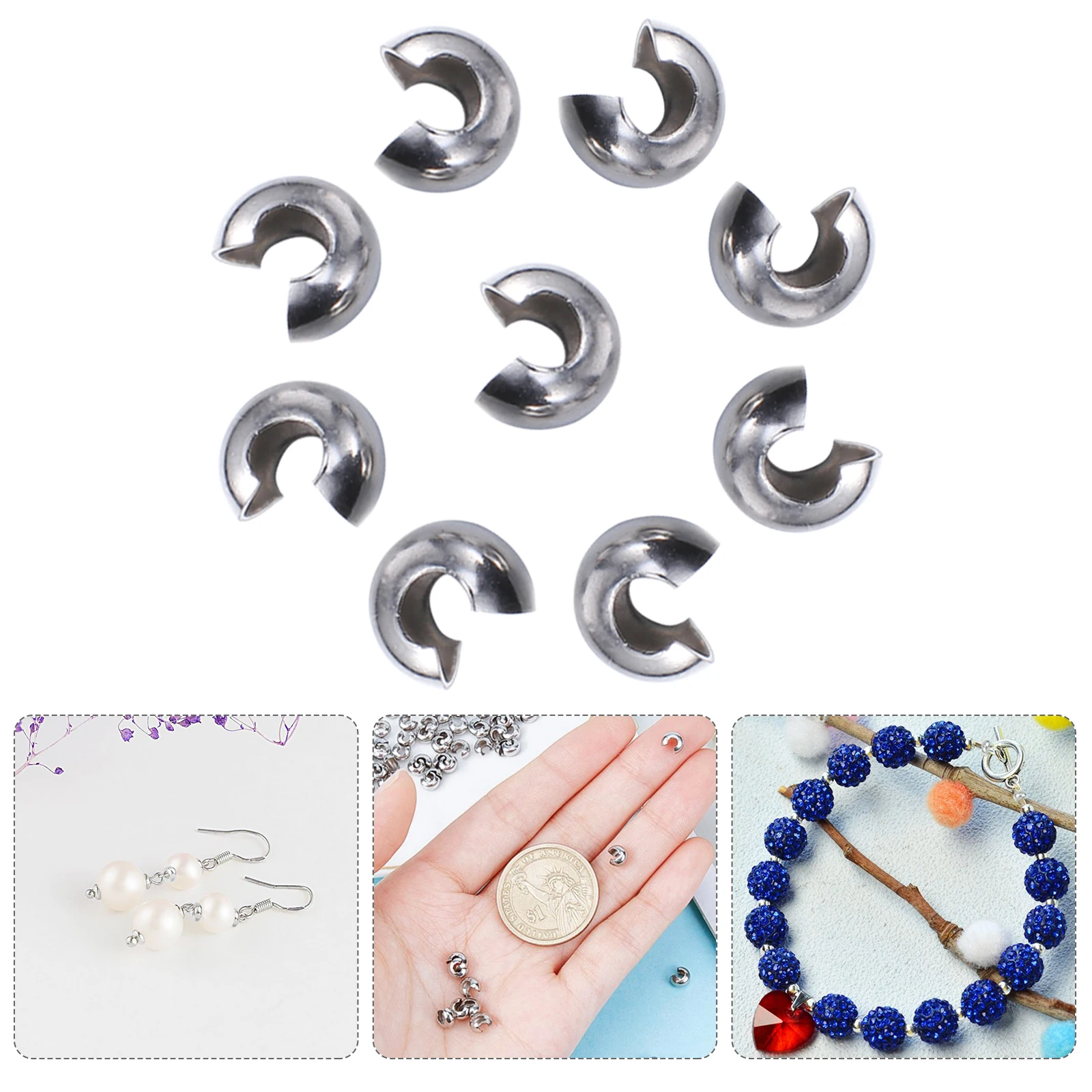 200 Pcs Stainless Steel Buckle Necklace Connectors Hook Key Ring Making Supplies