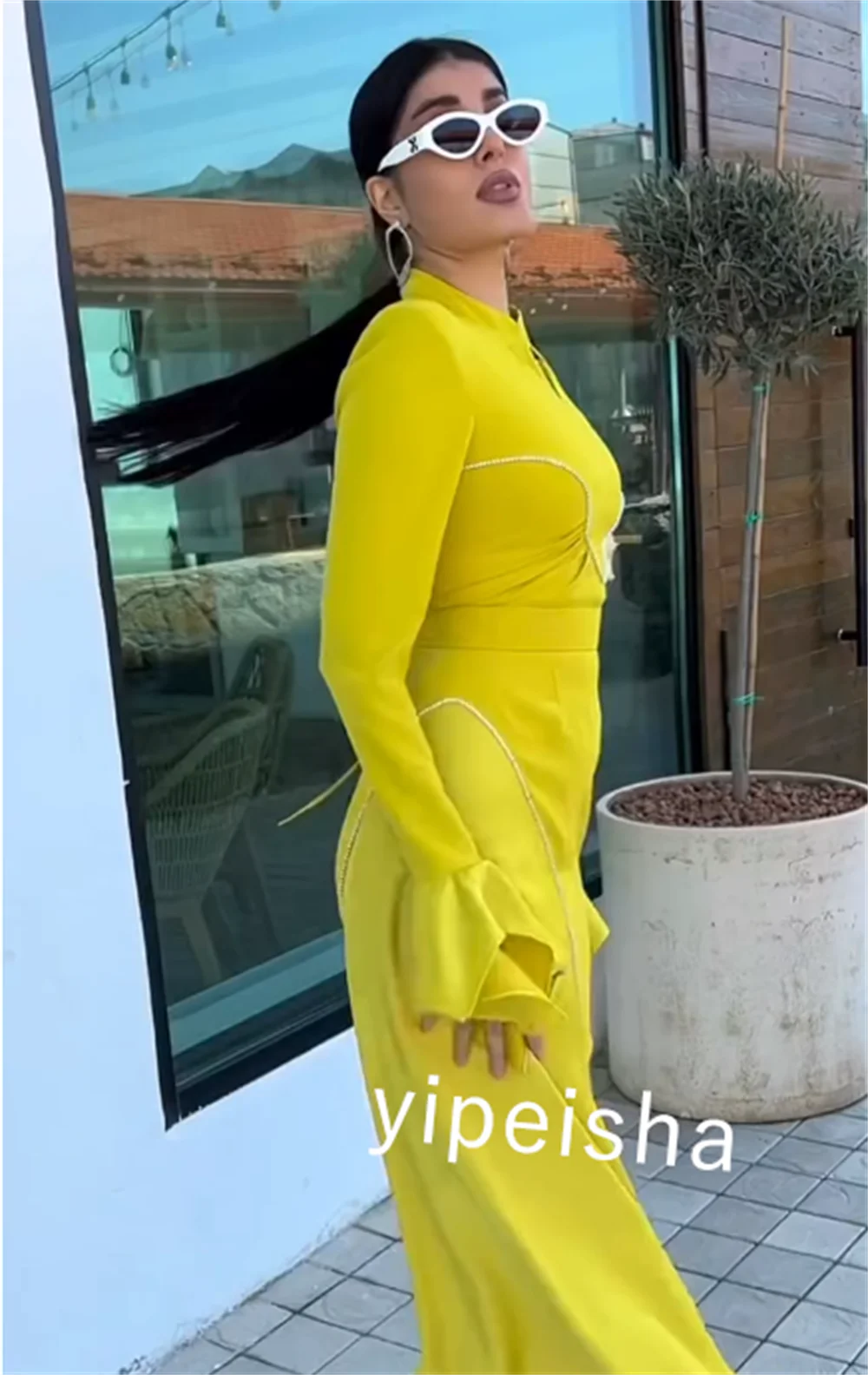 Vestido Midi con volantes y cuello en V, traje a medida para cumpleaños