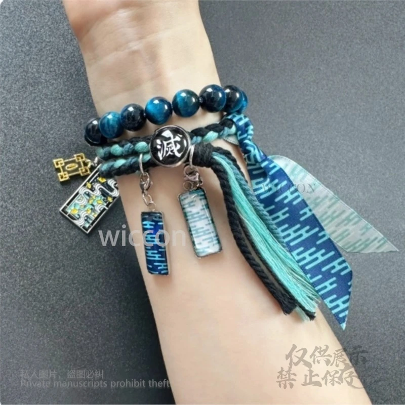 アニメデモ nSlayer コスプレ伊黒小雨海衣装印象ブレスレット調節可能な 14-16 センチメートルハロウィン誕生日ブレスレット手作り