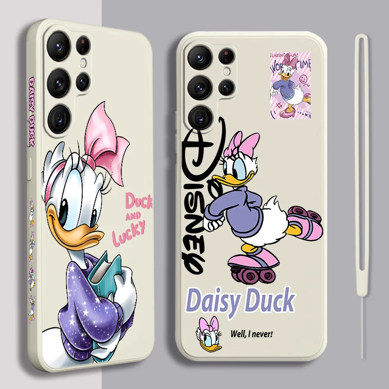 Daisy Duck Disney Anime Liquid Left Rope For Samsung Galaxy S24 S23 S22 S21 S20 FE S10 Ultra Plus Lite 5G Cover Cover