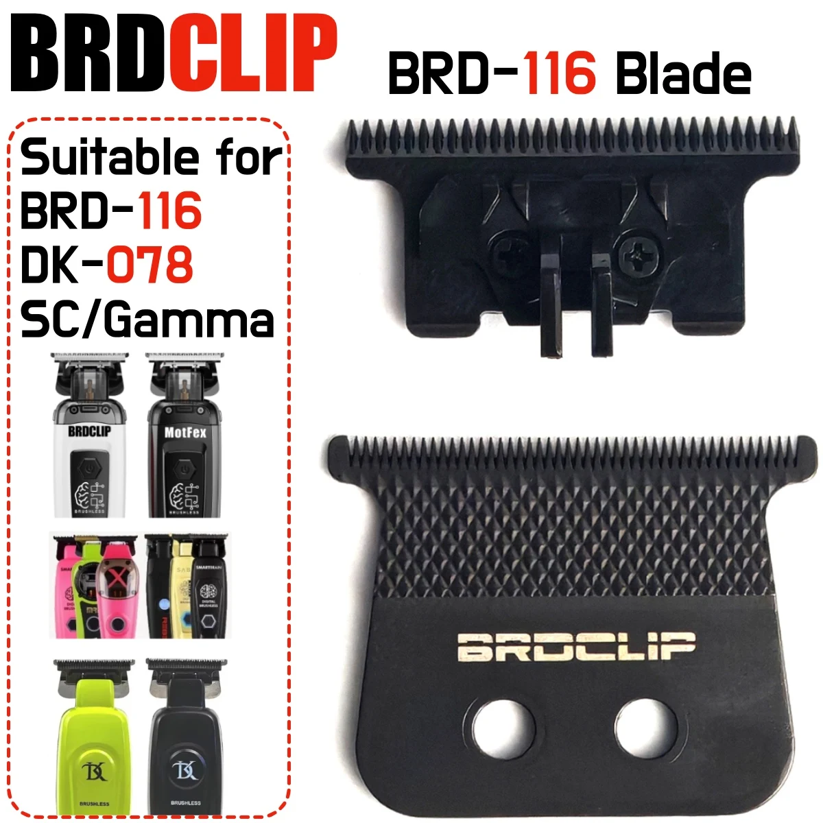 BRDCLIP Original Replaceable Blade Suitable for BRD 116 DK 078 SC/Gamma Hair Trimmer 440C Steel Ceramic Dragon Scale Texture