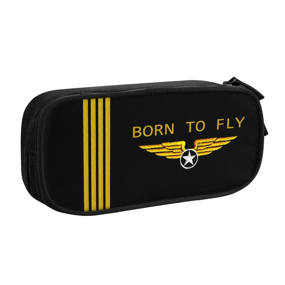 Custom Kawaii Born To Fly Flight Pilot Pencil Case for Flying Aviation Aviator Large Capacity Pen Bag Box School Supplies