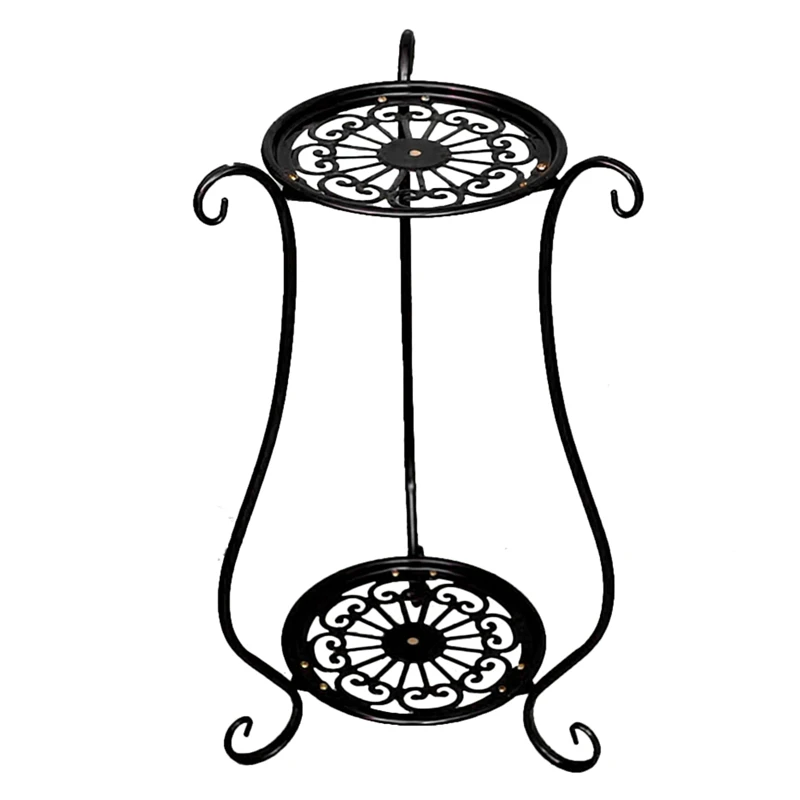 

【Popular】2 Layer Elegant Metal Plant Shelf Flower Pot Rack Holder Potted Plant Holder For Balcony Living Room Bedroom Decor