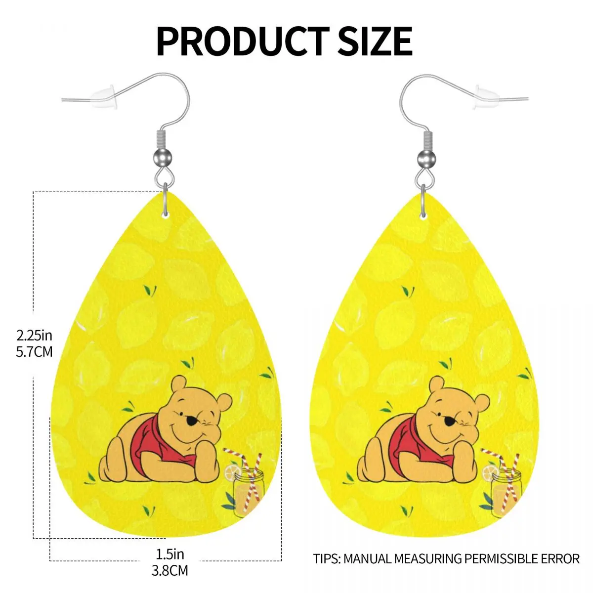 Custom Winnie The Pooh Dangle Drop Earrings Leather Earrings for Women Fashion For Party view 4