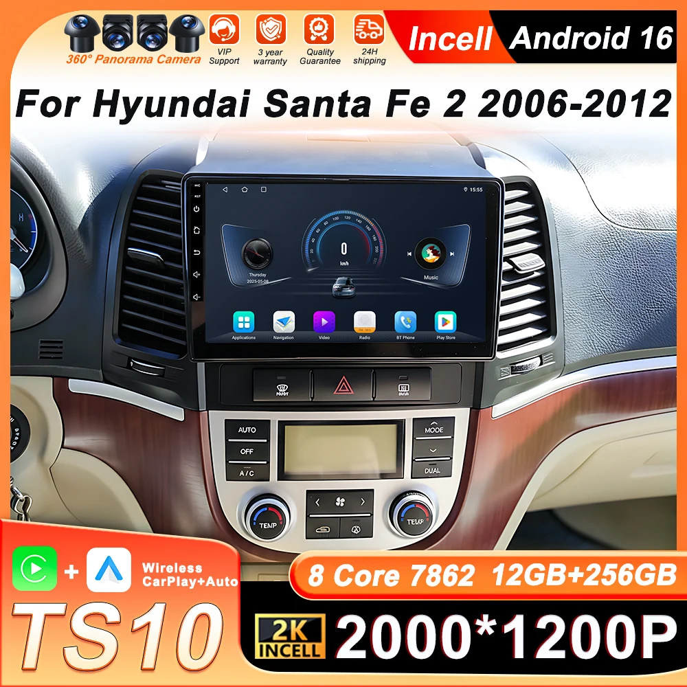 

Car Radio Multimedia Player For Hyundai Santa Fe 2 2006 2007 2008 2009 2010 2011 2012 Carplay Autoradio Android 16 8 Core Stereo