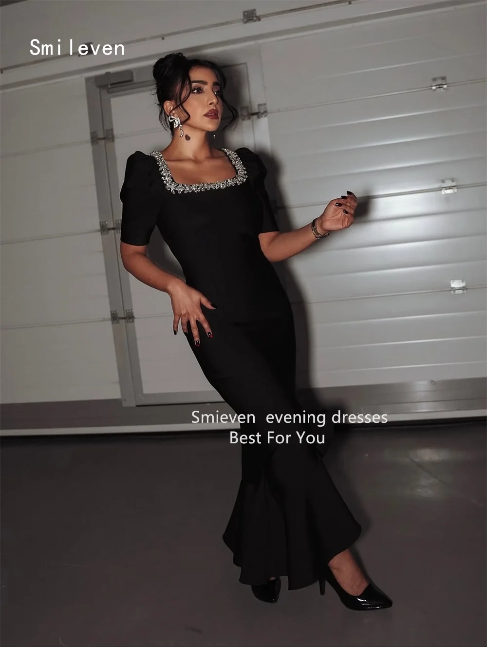 Smileven فستان فاخر مطرز بحورية البحر للحفلات الراقصة بياقة مربعة رداء حفلات أنيق مزين للمناسبات الرسمية مخصص 2026