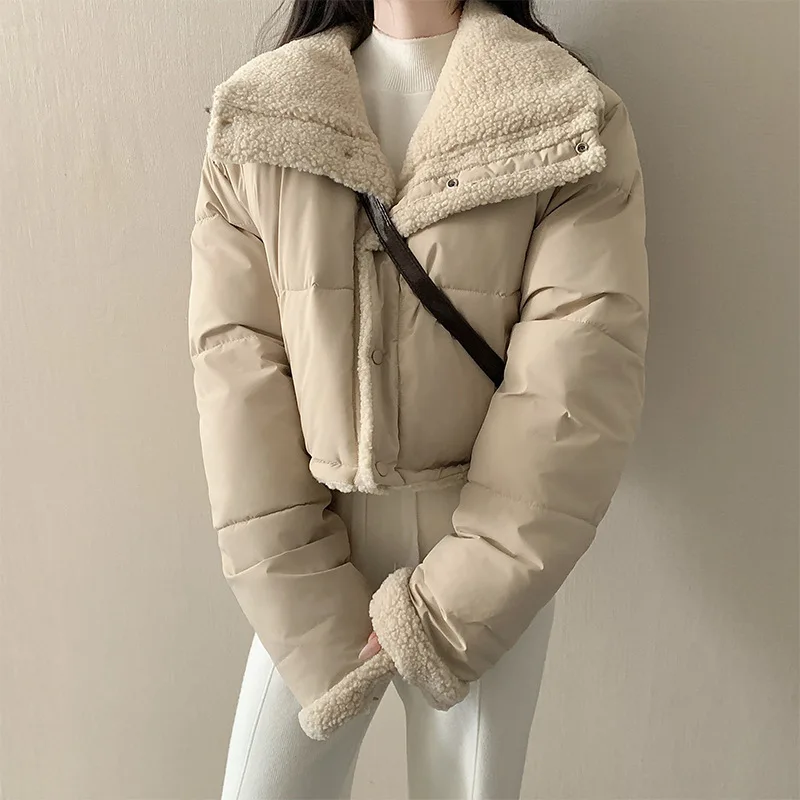

Short Jacket Women's Korean Version Lapel Cotton Clothes Loose Long-sleeved Cotton-padded Clothes