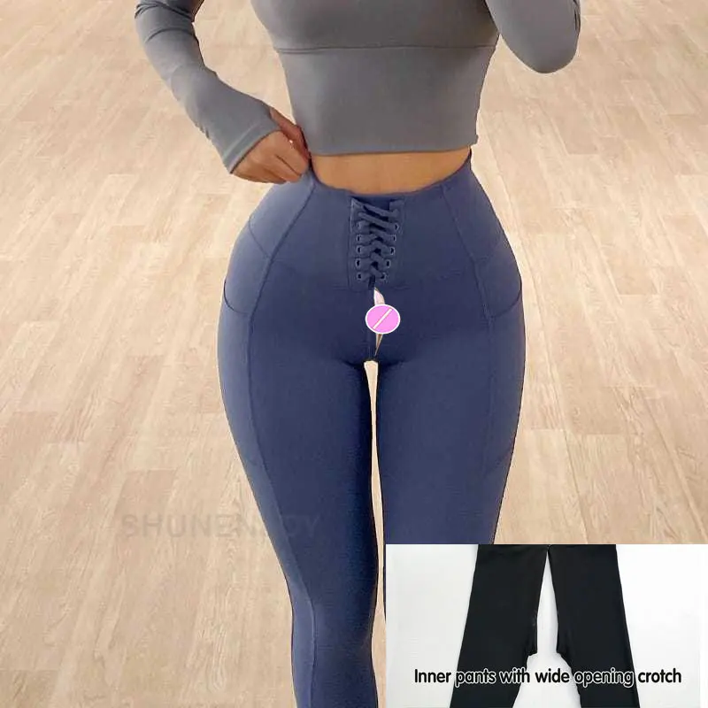 Invisible Open-Seat Pants High Waist Yoga Pants Women\'s Winter New Peach Tight Fitness Sexy Leggings Lady Outdoor Sex Convenient