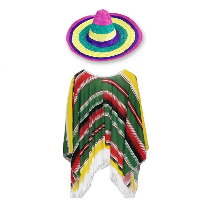 1pcs Mexican Pompom Straw Hat Perfect for Your Hawaiian Style Costume Party and Holiday Festival