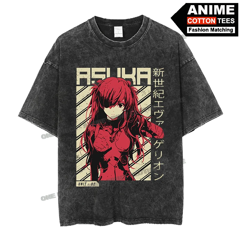 

Street styl Retro T-shirt Asuka Langley Soryu - Anime Print Clothes y2k Harajuku Men Women Casual Short Sleeve Cotton Loose Tees