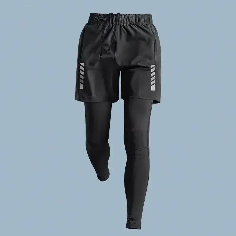New Tight Pants Sunscreen Ice Silk Speed High Elasticity Sports Set Running Cycling Unisex Comprehensive Training Clothing