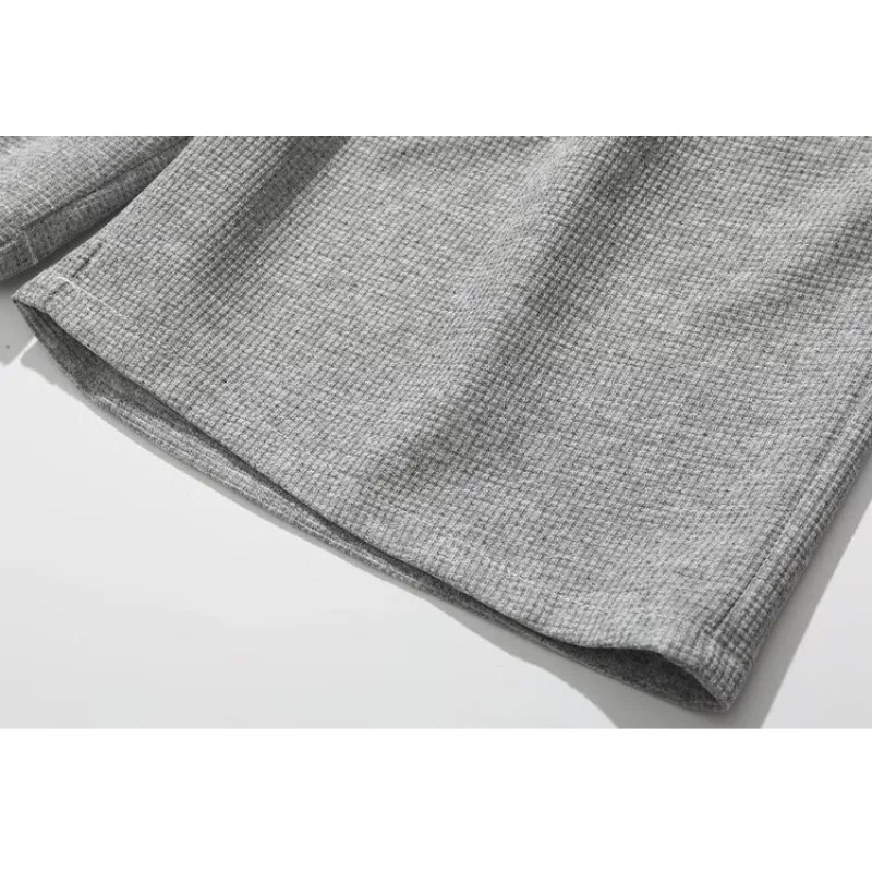 Simples outono cor sólida cordão esportes shorts para homens soltos perna larga casal calças casuais