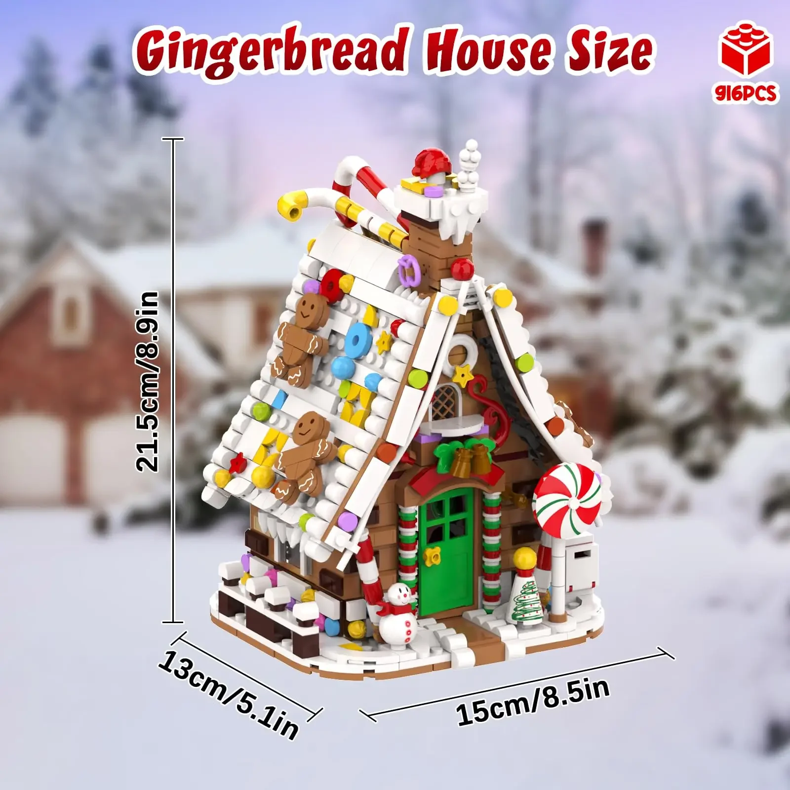 MOC New Years Christmas Gingerbread House Building Blocks Winter Lighting Snowman Santa Claus Tree Bricks Tos Children Xmas Gift