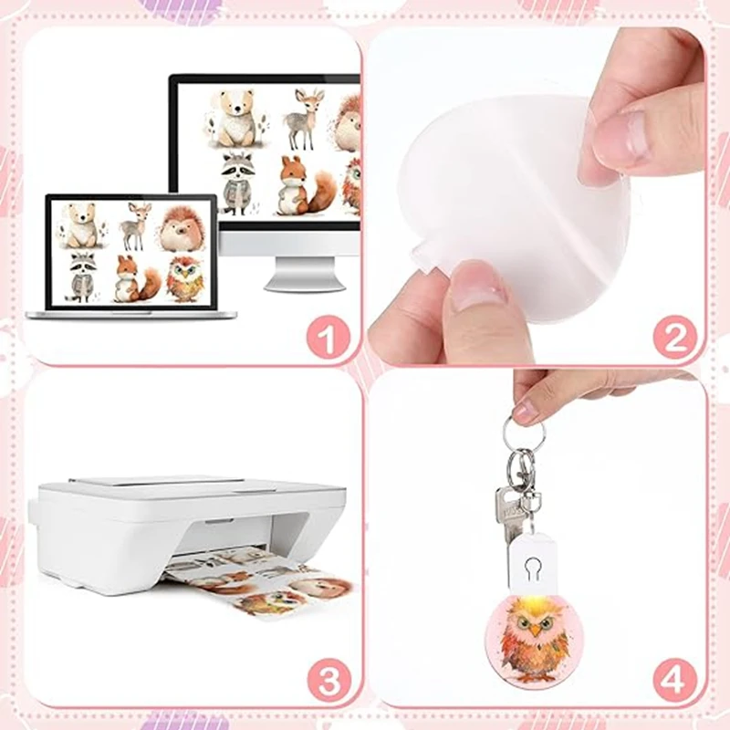 Llavero en blanco con sublimación LED, transferencia iluminada acrílica, llavero DIY de plástico, 10 piezas
