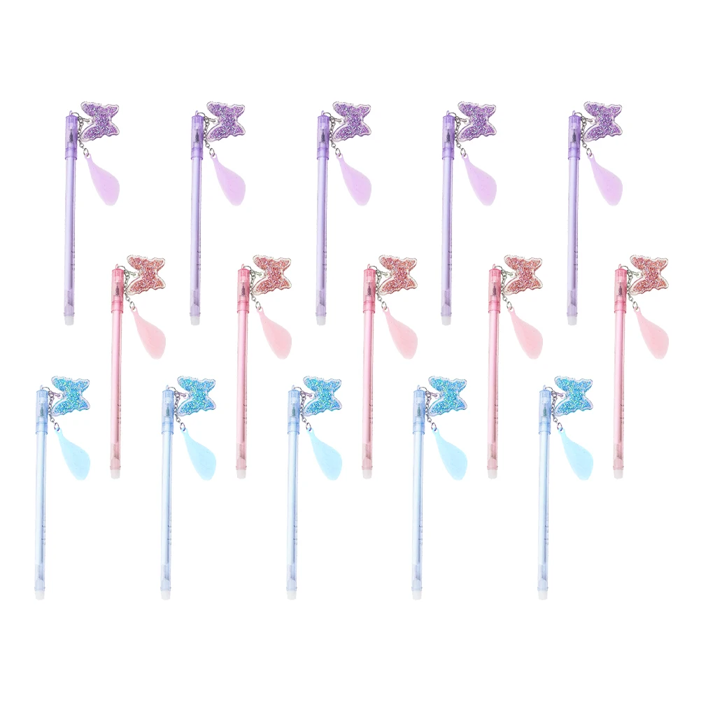 

15pcs Butterflies Pendant Gel Water-Based Ink Creative Roller Pens For Writing Doodling Birthday Gift Cards Marking Pens