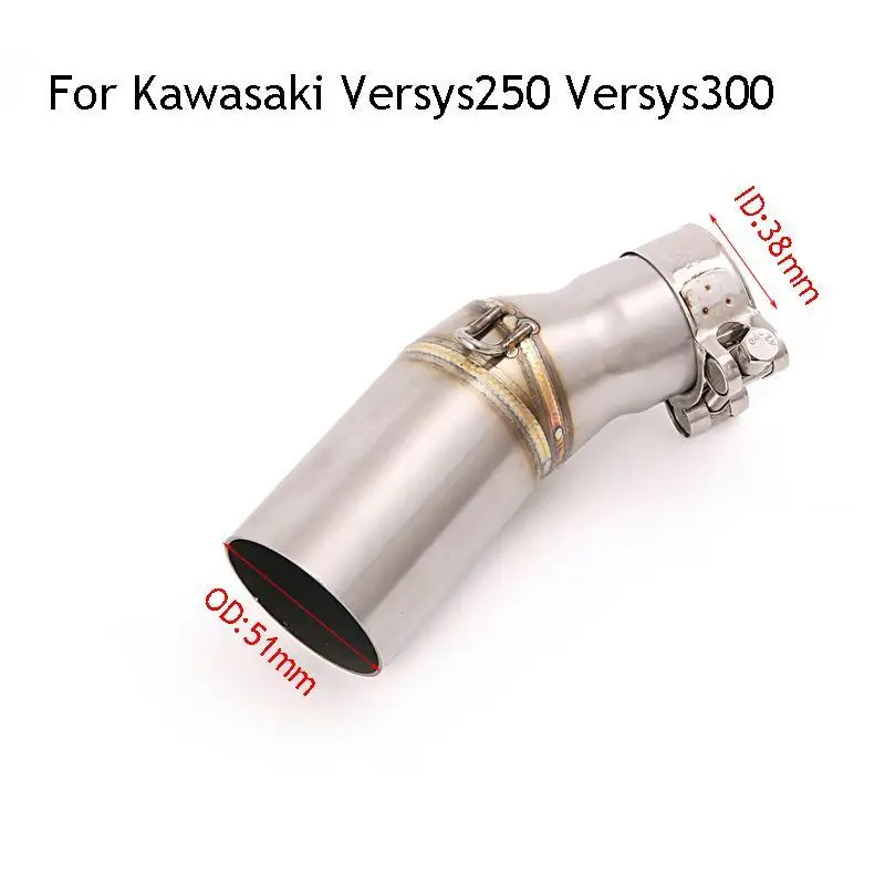 Exhaust Mid Connect Pipe Motorcycle Muffler Silencer With Removable DB Killer For Kawasaki Versys 250 Versys300 All Years