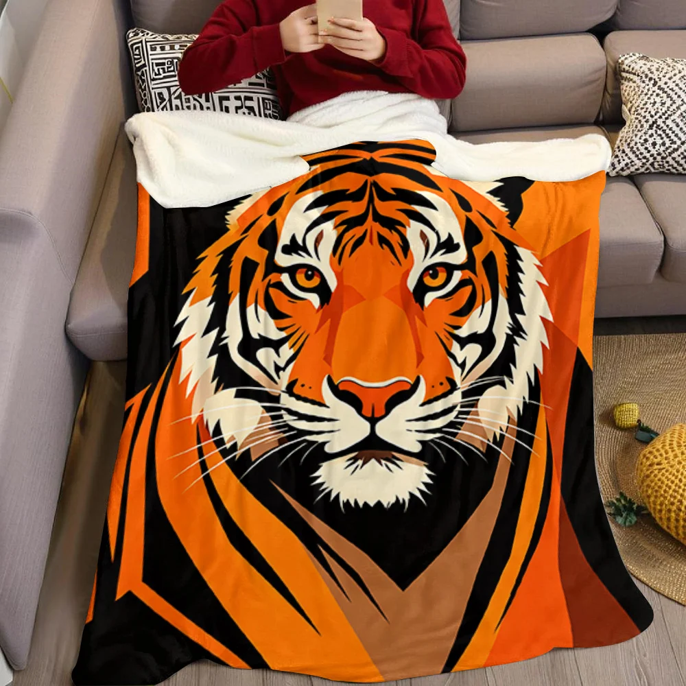 Wild Tiger Spirit Flannel Blanket Warm Soft Halloween Christmas All-Season Couch Decorative Cozy Warm Gift