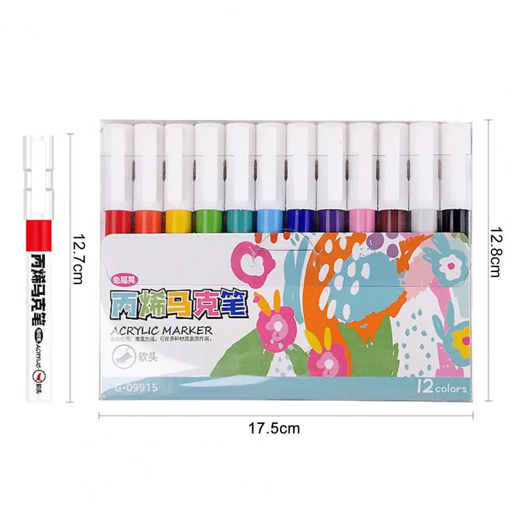 ソフトヘッドアソートカラー,12色セット,学生用アクリルペイントキット