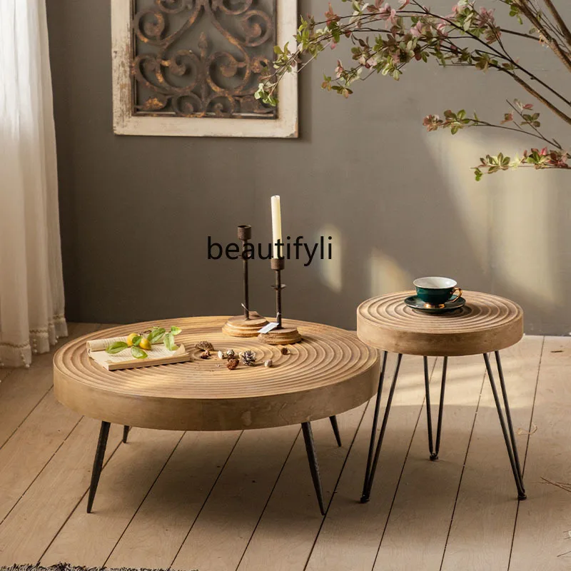 yj Yujifeng small tea table B & B solid wood corner Japanese style small round table negotiation table