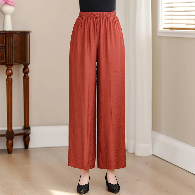 

Summer High Waist Wide Leg Pants Women 2024 Elegant Elastic Waist Oversize Pants Black High Quality