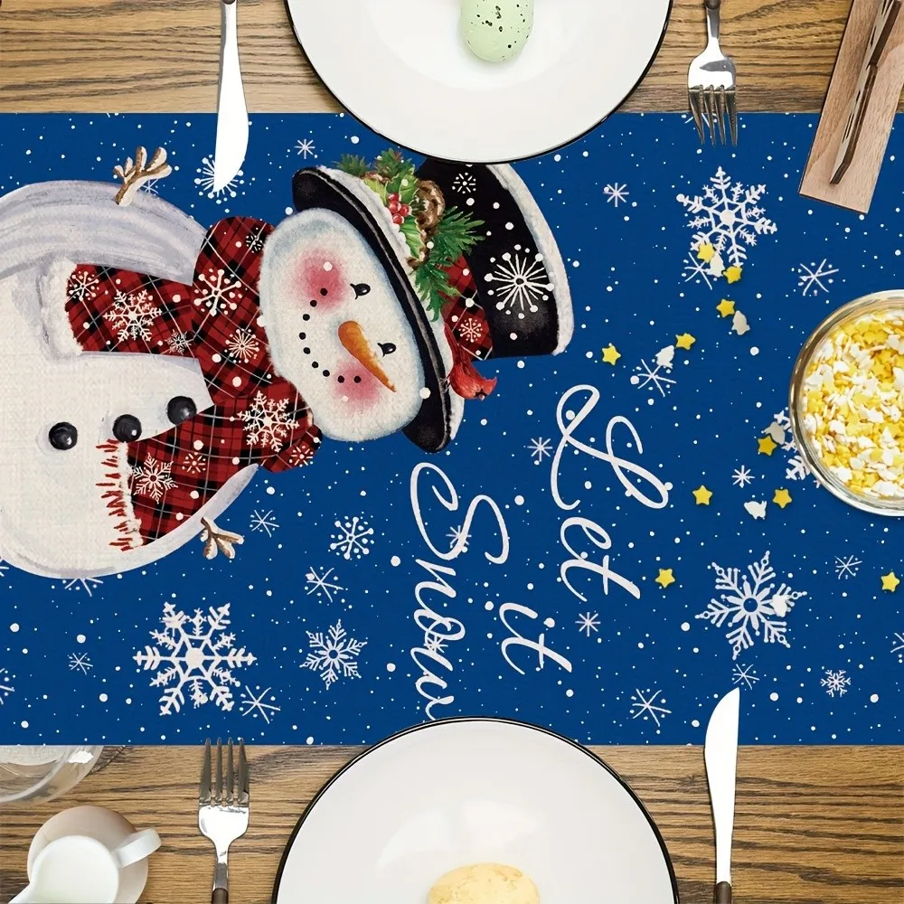 VIKAMA Christmas Table Runner, Snowy Seasonal Decor, Perfect for Kitchen Dining Tables, Christmas Party Home Decor