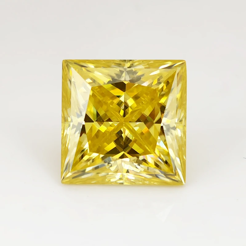 Golden Vivi Yellow Rainbow Red Princess Cut Moissanite Stones VVS1 Passed Diamond Tester with GRA Report for Jewelry Making