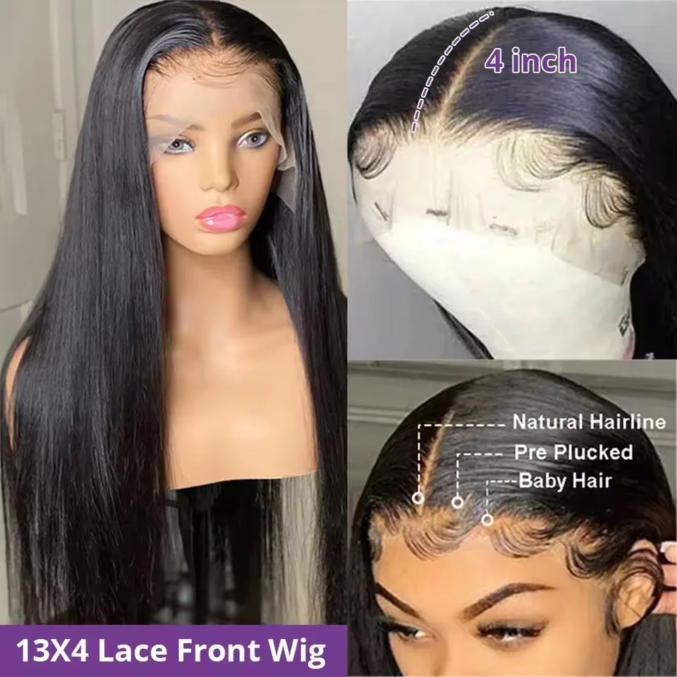 HD Transparent 13x4 Bone Straight Lace Front Wig Brazilian Human Hair Wigs For Black Women 28 36 Inch 180% Density Pre Plucked 13x6 Lace Frontal Wig